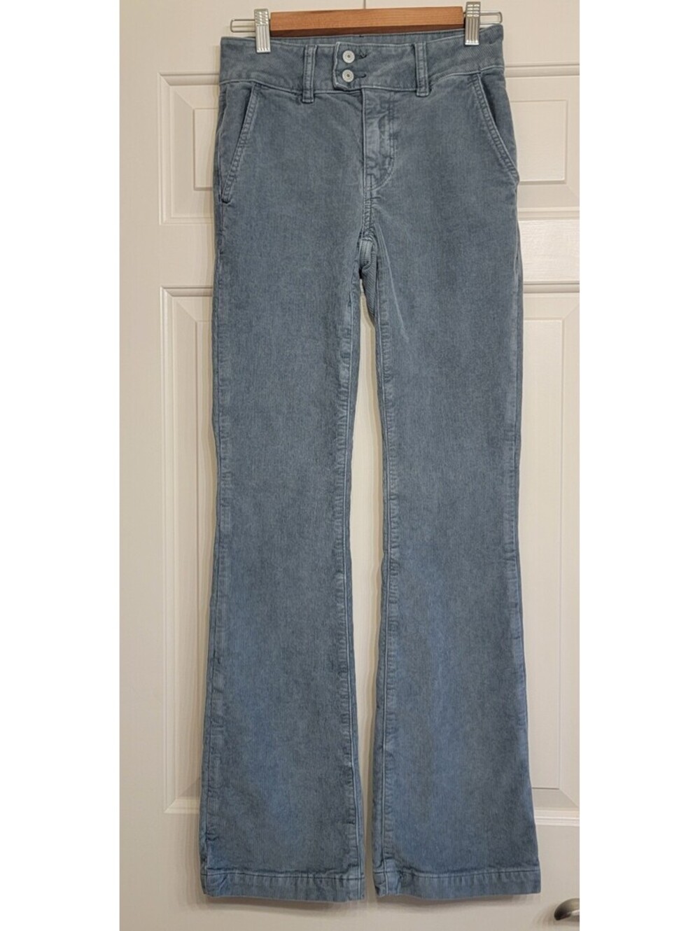American Eagle Pants Sz 0 Blue Slate High Rise Kick Boot Corduroy Stretch Boho